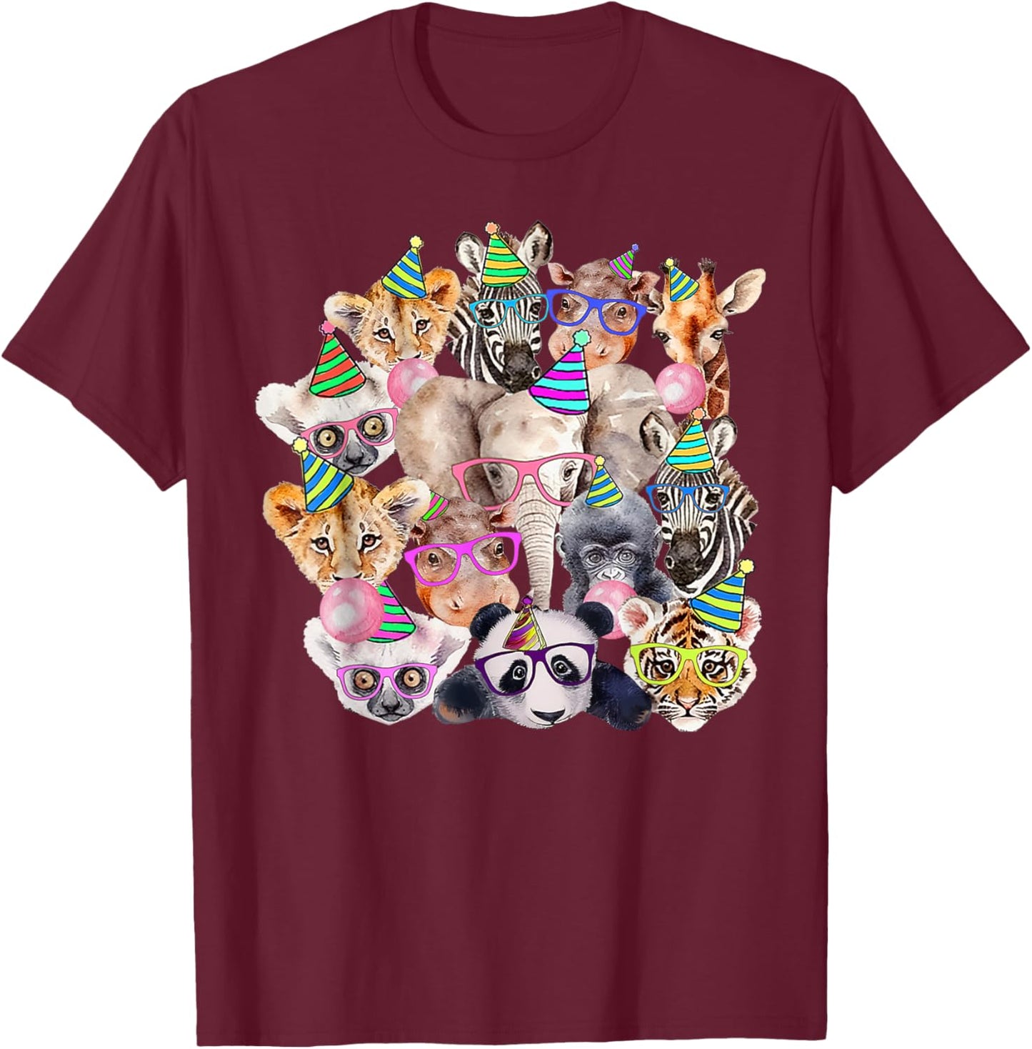 Zoo Animals Wildlife Birthday Party Zoo Day Animals T-Shirt - T-Shirt | Maroon