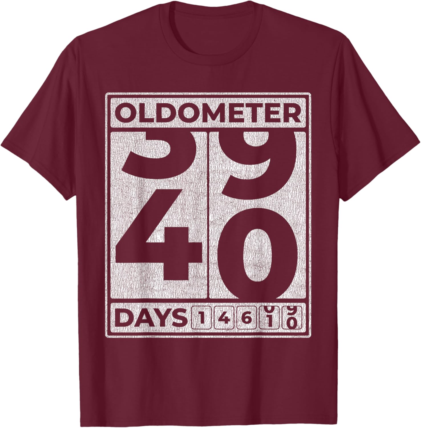 Oldometer 40 Funny 40th Birthday Gift T-Shirt - T-Shirt | Maroon