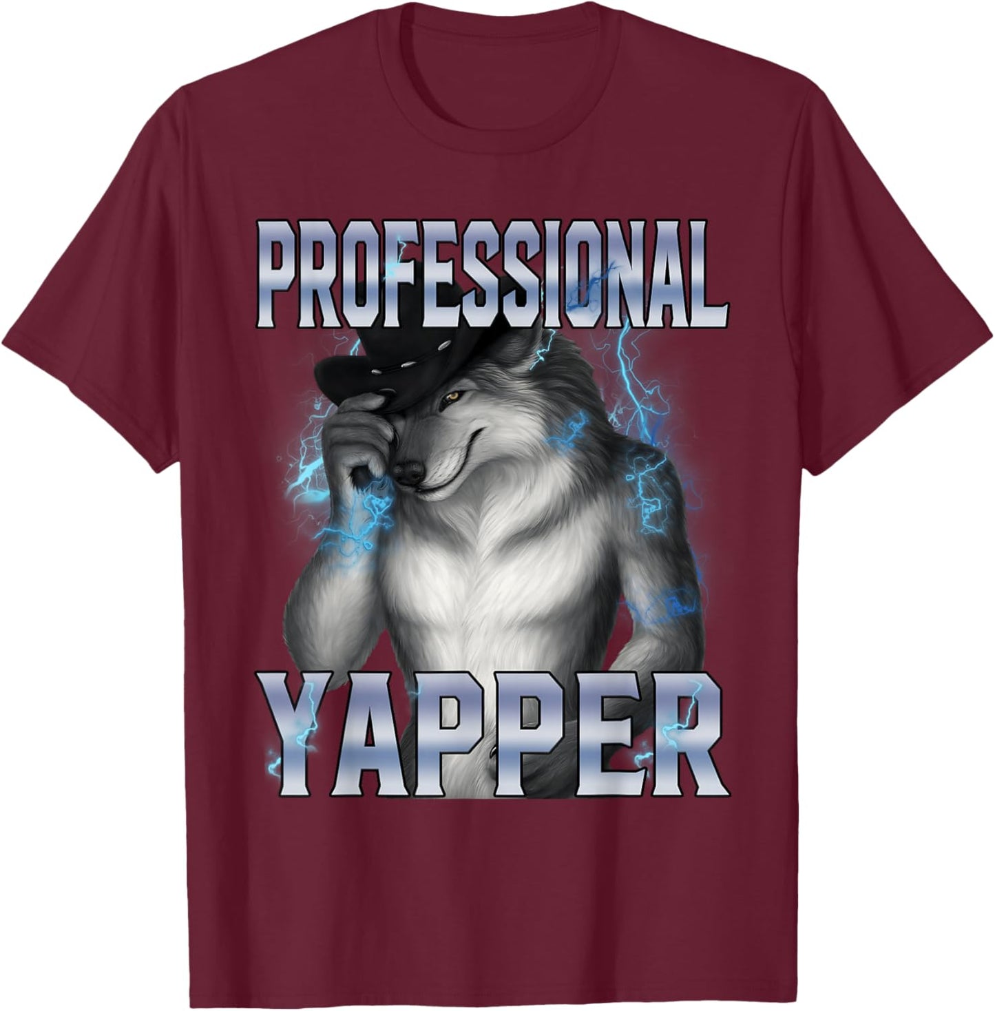 Professional Yapper Howling Werewolf Meme Gen Alpha Humor T-Shirt - T-Shirt | Maroon