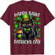 Black Cat Happy Saint Patricks Day Cat T-Shirt - T-Shirt | Maroon