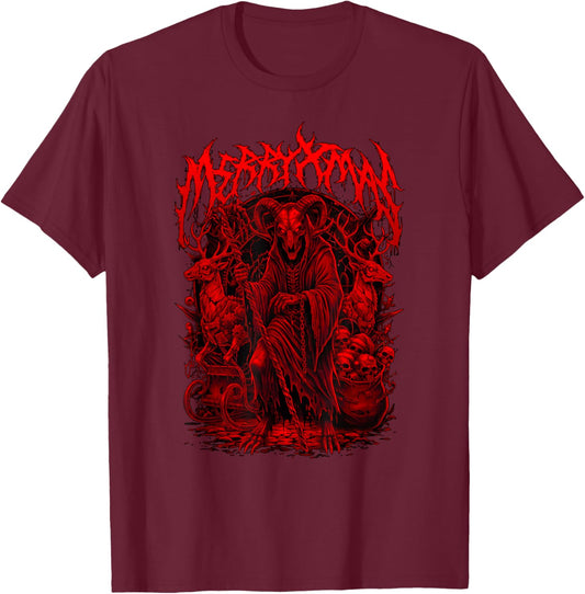 Merry Xmas Heavy Metal Band Parody Death Metal Vintage Santa T-Shirt - T-Shirt | Maroon