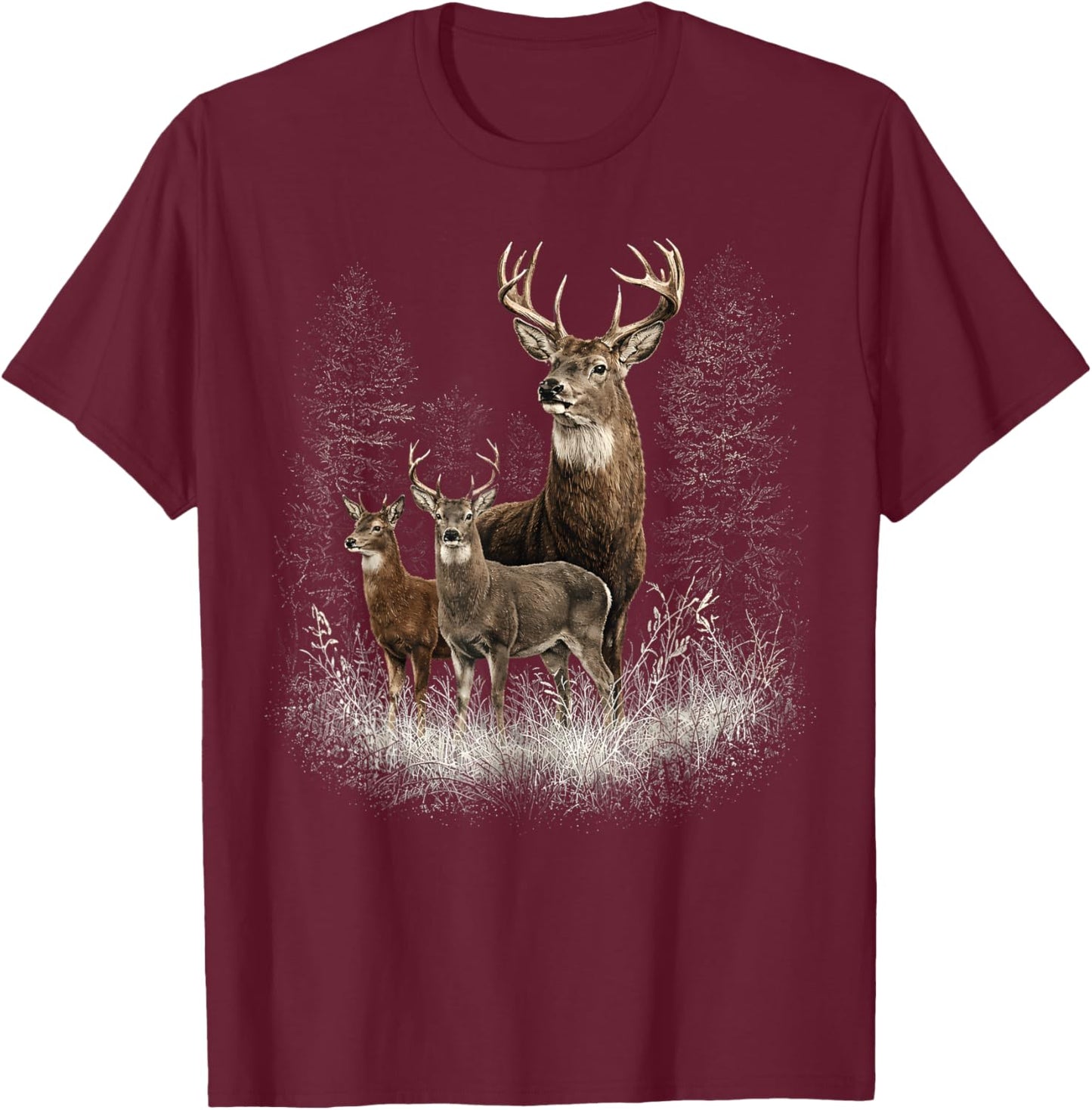 Deer Forest Nature Lover Vintage Deer Hunting Hunter T-Shirt - T-Shirt | Maroon