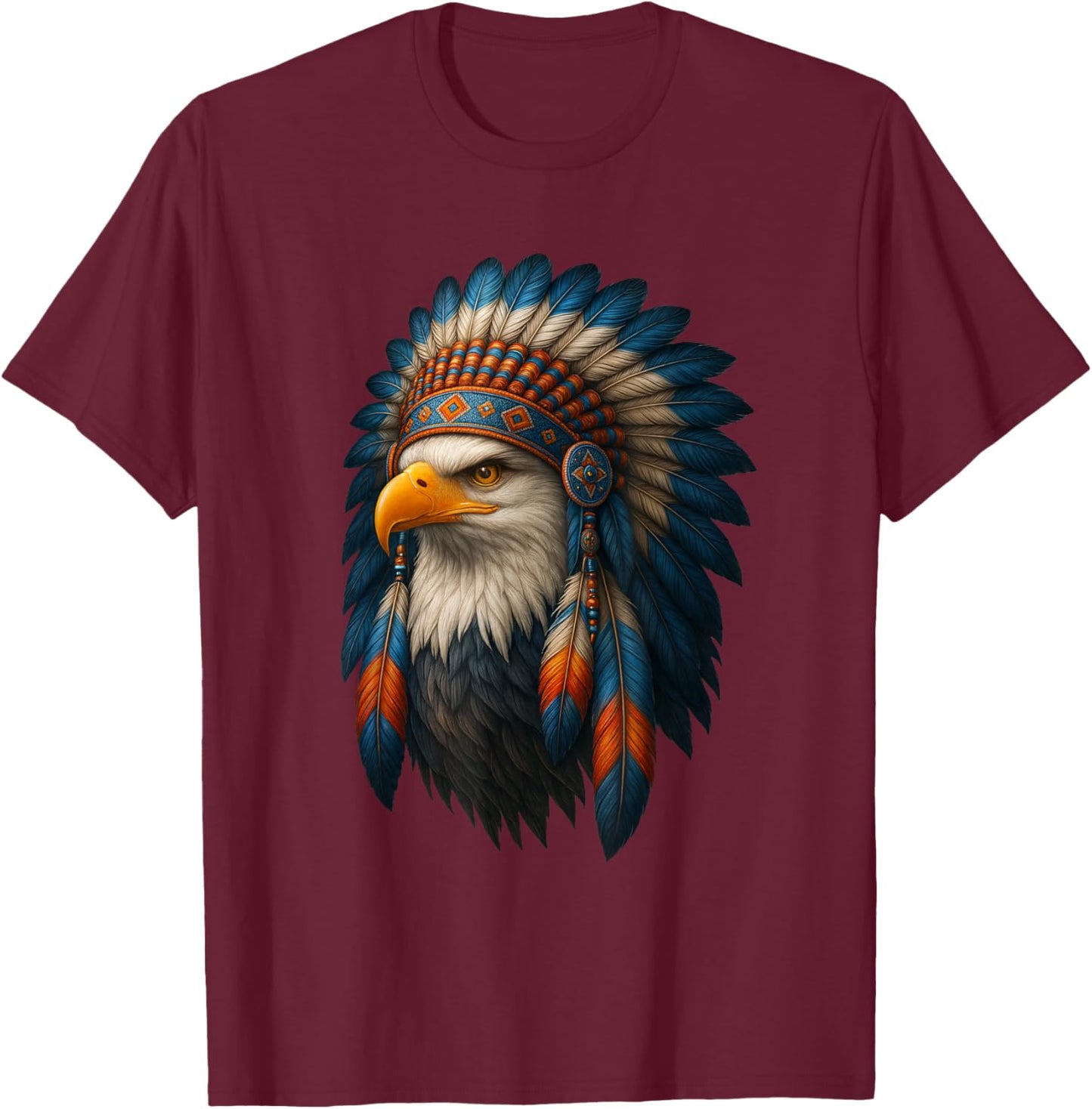 Native American Headdress Eagle Navajo Nation T-Shirt - T-Shirt | Maroon