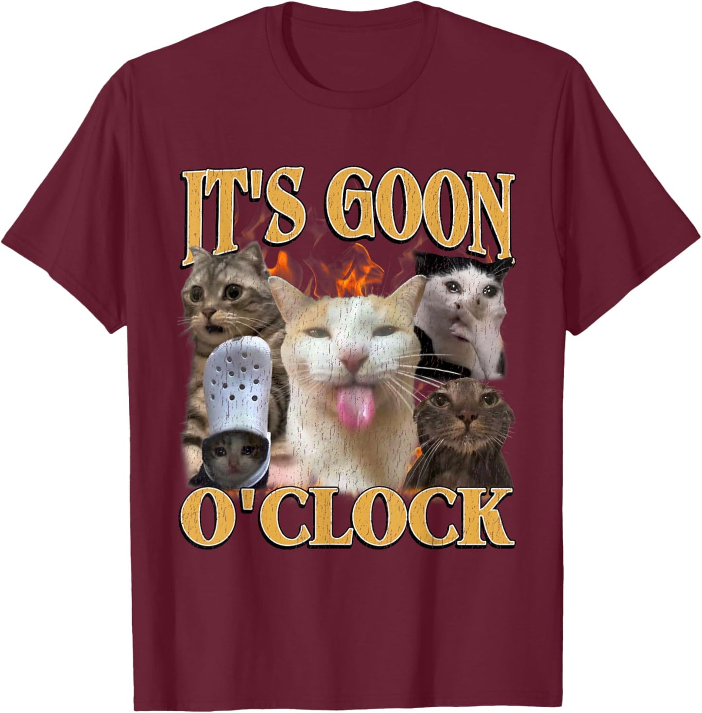 Gooning O'clock Funny Offensive Cat Meme Bootleg Men Women T-Shirt - T-Shirt | Maroon