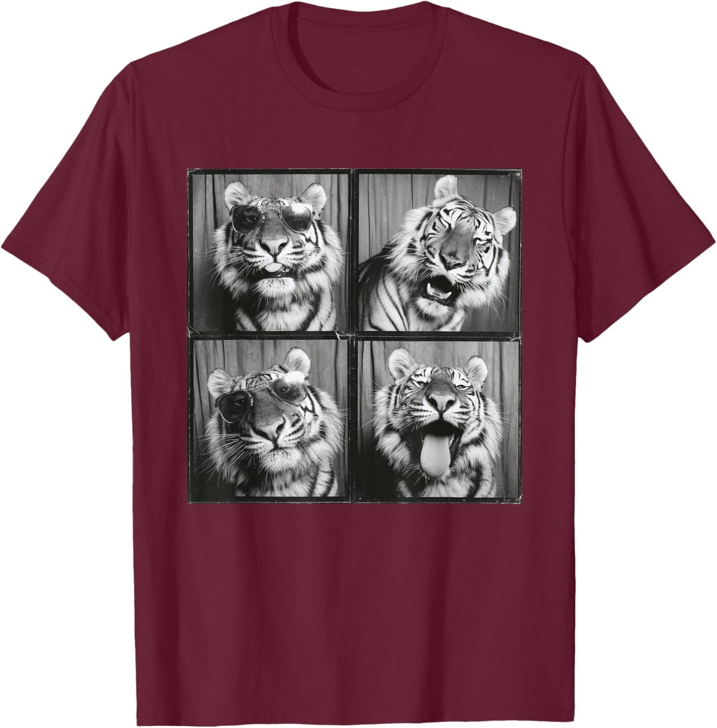 Funny Tiger Sunglasses T-Shirt - T-Shirt | Maroon