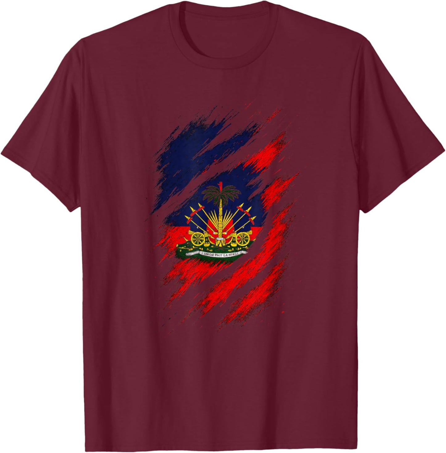 Proud Haitian Heritage - Haiti Flag Art T-Shirt - T-Shirt | Maroon