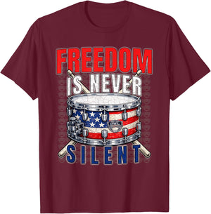 Patriotic Drummer USA Snare Drum American Flag Gift Design T-Shirt - T-Shirt | Maroon
