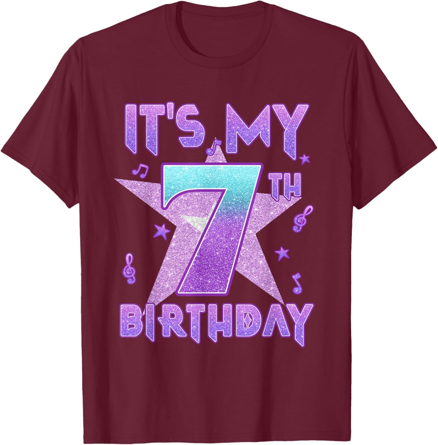 It's My 7th Birthday Kpop Kids Toddler Birthday Girl T-Shirt - T-Shirt | Maroon