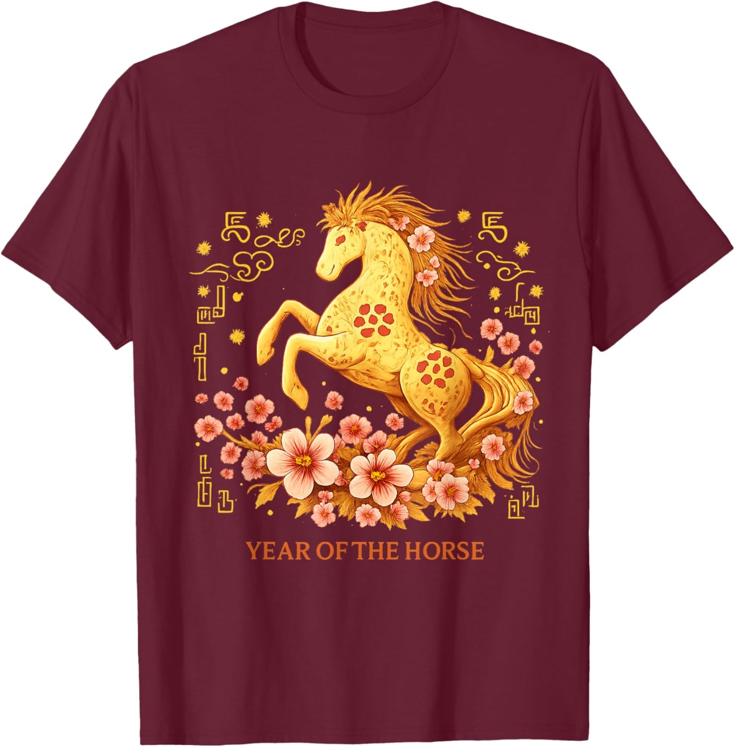 Happy Chinese Lunar New Year 2026 Year of The Horse T-Shirt - T-Shirt | Maroon