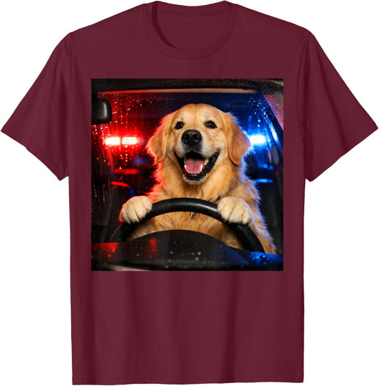 Funny Golden Retriever Driving Meme Dog Driving A Car T-Shirt - T-Shirt | Maroon