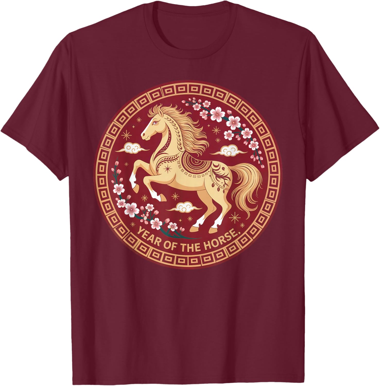 Chinese New Year 2026 Horse Red Lunar New Year of The Horse T-Shirt - T-Shirt | Maroon