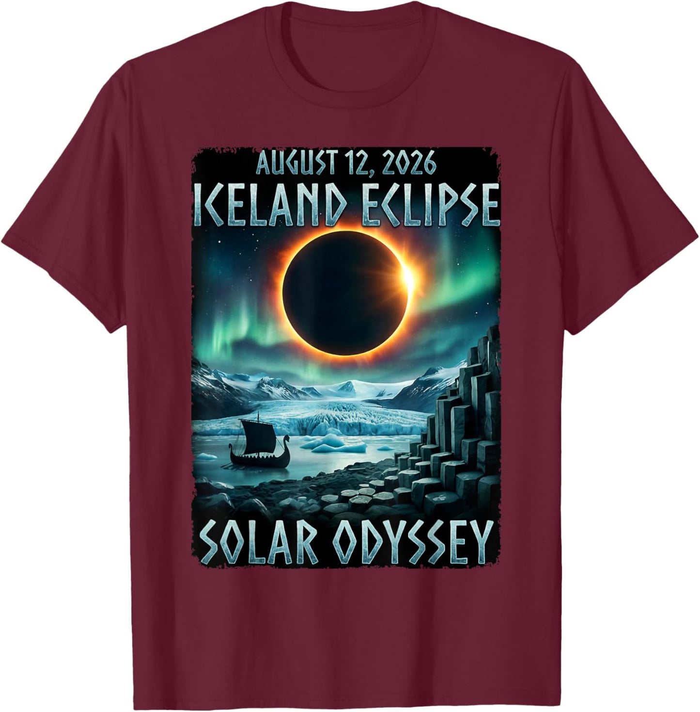 Total Solar Eclipse 2026 Iceland - Totality Chaser Science T-Shirt - T-Shirt | Maroon