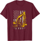 Excavator Flag - Funny Construction Operator T-Shirt - T-Shirt | Maroon