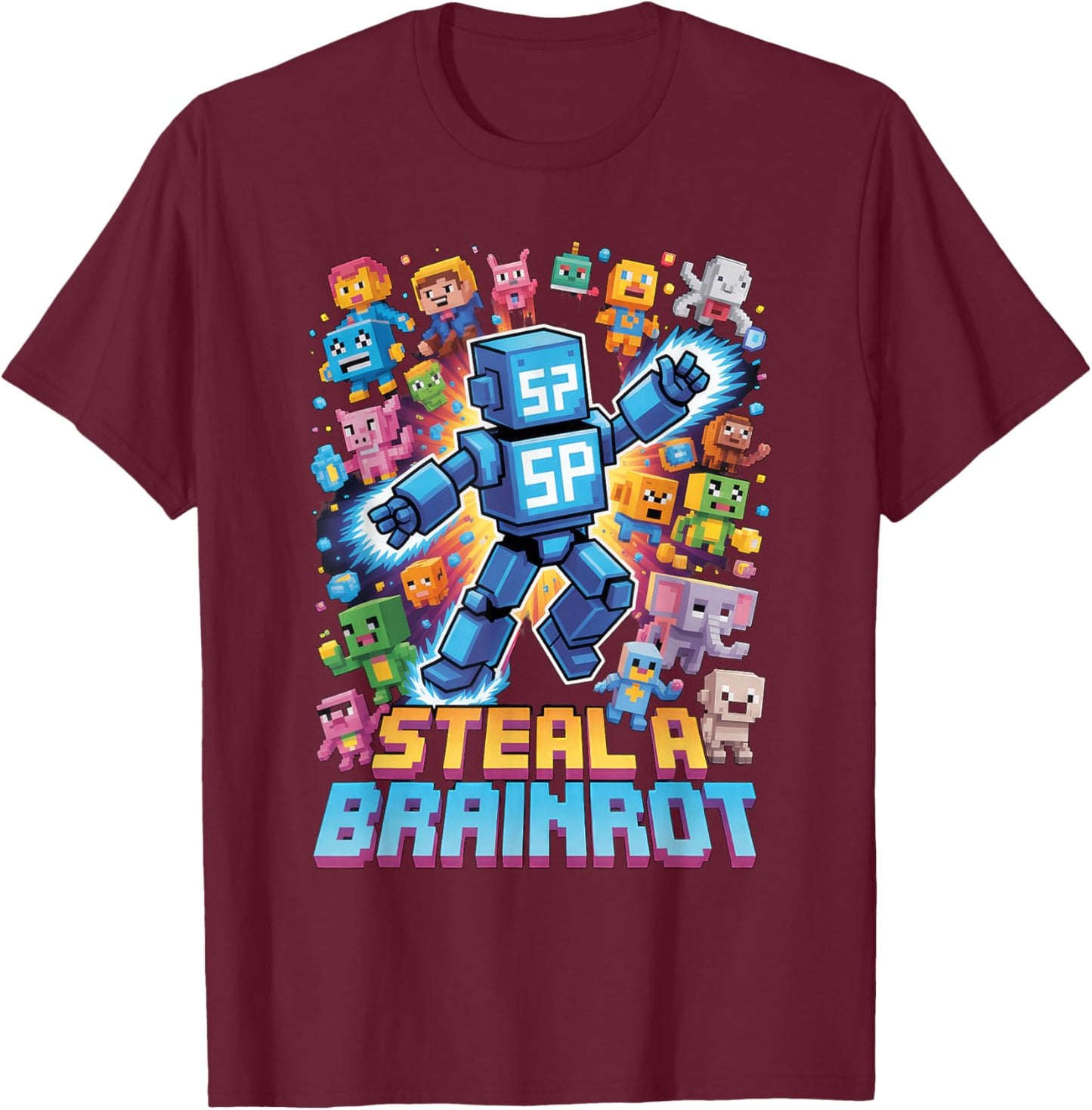 Six Seven 67 Steal a Brainrot Meme Funny Gifts for Kids Boys T-Shirt - T-Shirt | Maroon