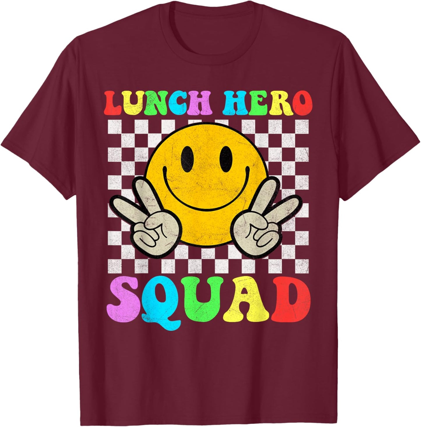 School Lunch Hero Squad Funny Lady Cafeteria Squad Workers T-Shirt - T-Shirt | Maroon