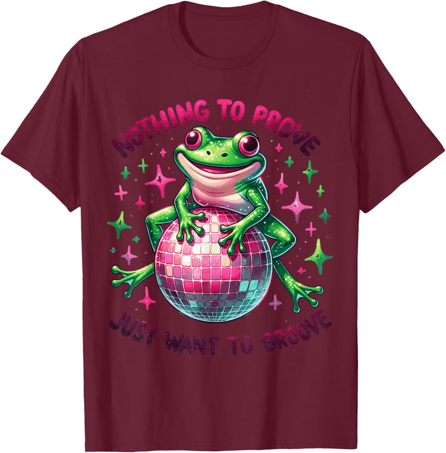 Dancing Frog Groovy Disco T-Shirt - T-Shirt | Maroon