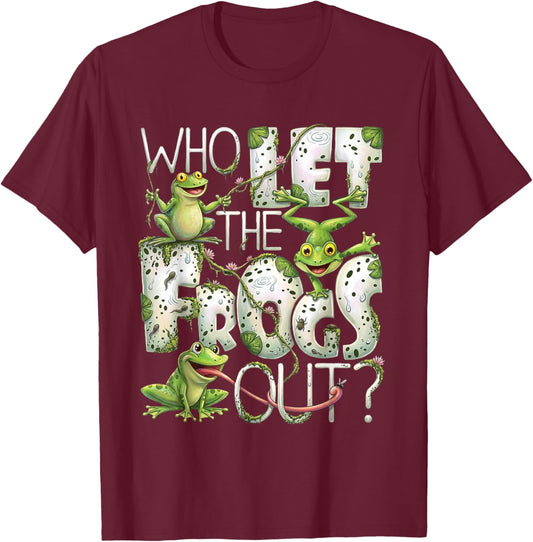 Who Frogs Out Funny Amphibian Lover Frog Owner Men Women T-Shirt - T-Shirt | Maroon