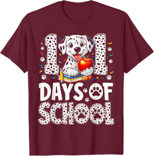 101 Days of School Dog for Teacher Kids Classroom Fun T-Shirt - T-Shirt | Maroon