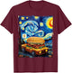 Love Hamburger Food Burger Van Gogh T-Shirt - T-Shirt | Maroon