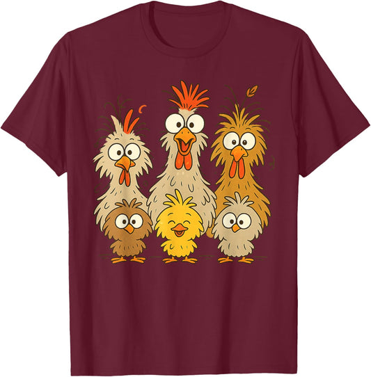 Colorful Funny Eagerlys Chicken Art Crazy Chickens Hens T-Shirt - T-Shirt | Maroon