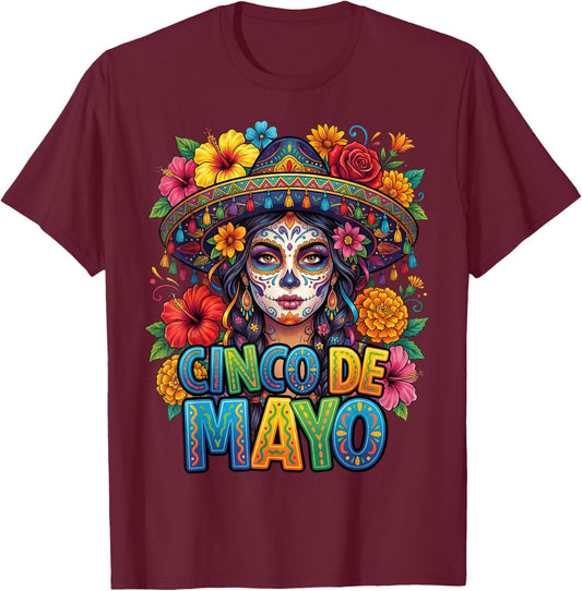 Cinco De Mayo Mexican Women Fiesta 5 De Mayo T-Shirt - T-Shirt | Maroon