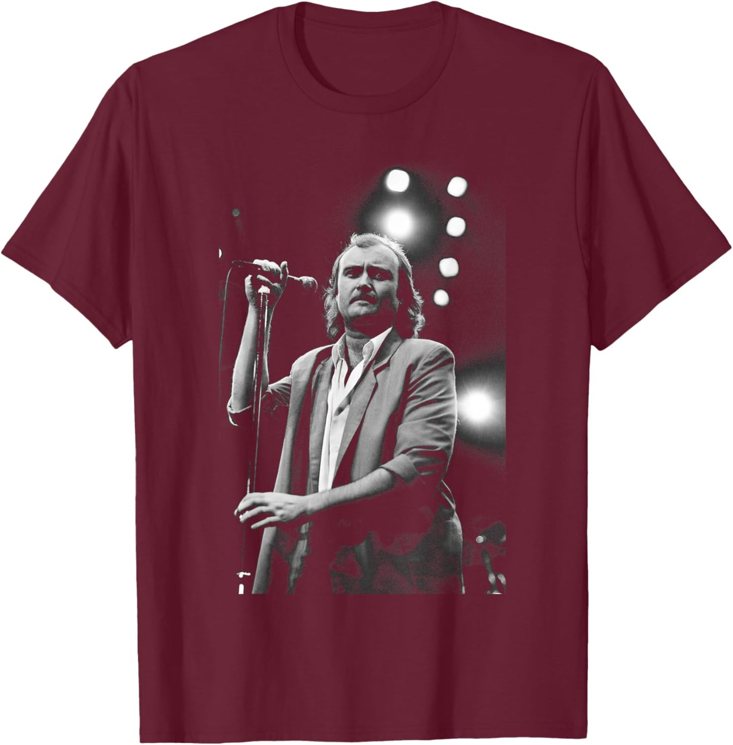 Phil Collins Genesis Live Atlanta USA Invisible Touch Tour T-Shirt - T-Shirt | Maroon