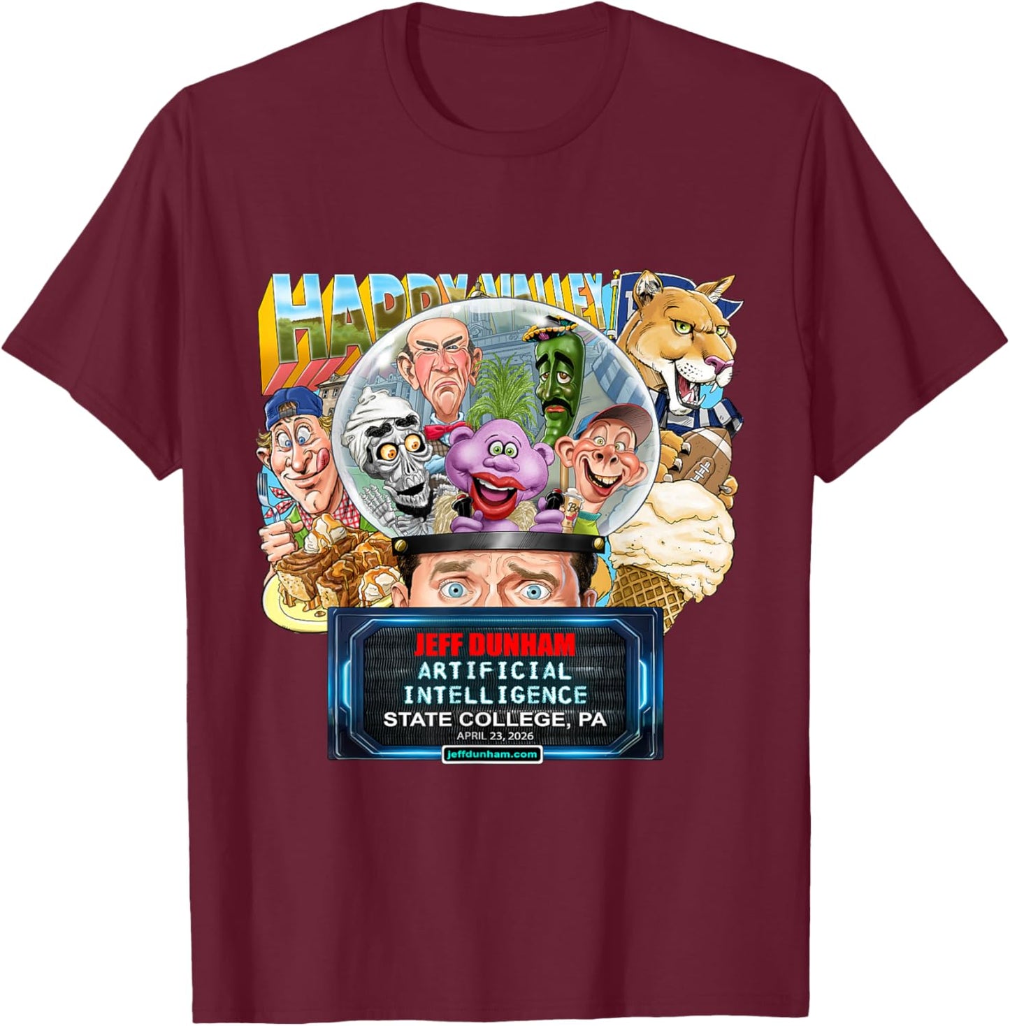 Jeff Dunham State College, PA (2026) T-Shirt - T-Shirt | Maroon