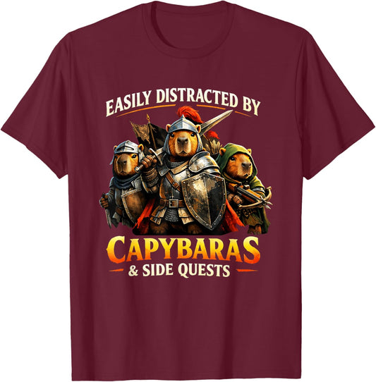 Capybaras and Side Quests Shirt Capybara Lover Men Women Kid T-Shirt - T-Shirt | Maroon
