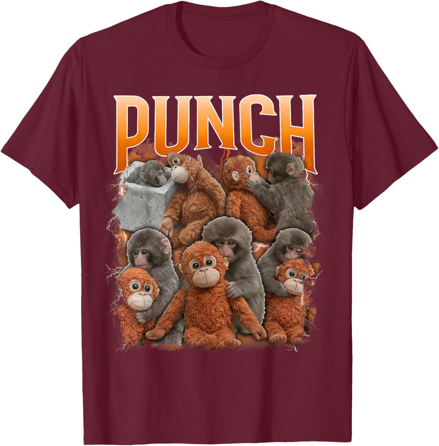 Funny Punch Baby Monkey Cute Family T-Shirt - T-Shirt | Maroon