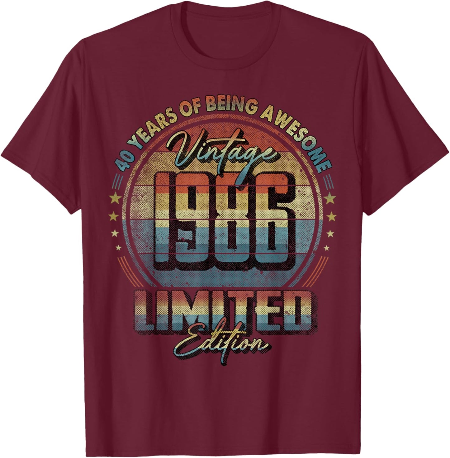Vintage 1986 Limited Edition Shirt 40 Year Old 40th Birthday T-Shirt - T-Shirt | Maroon
