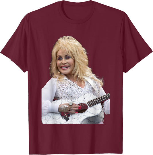 Dolly Parton American Singer Live with Guitar 2014 T-Shirt - T-Shirt | Maroon