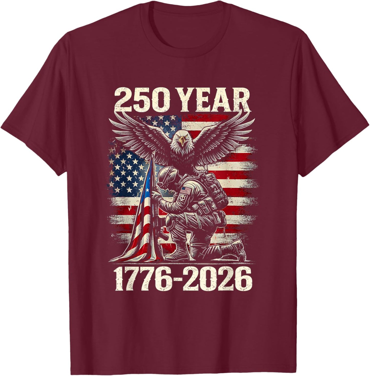 250 Years 1776 2026 250th Vintage 4th July Independence Day T-Shirt - T-Shirt | Maroon