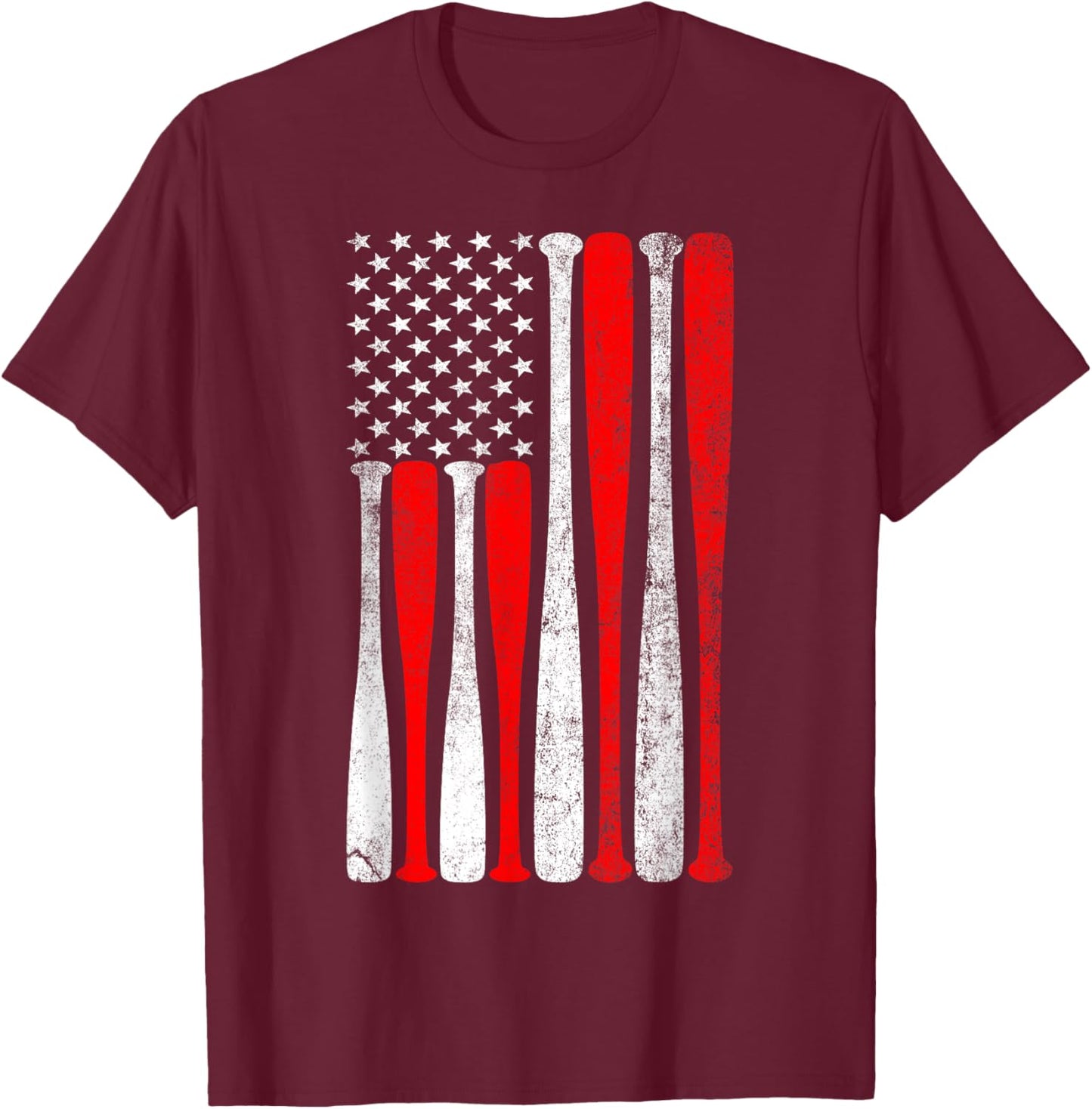 Baseball USA Flag Baseball Lover Baseball dad T-Shirt - T-Shirt | Maroon