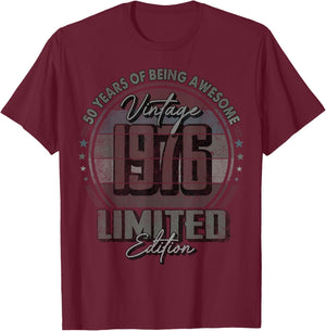 Vintage 1976 Limited Edition Shirt 50 Year Old 50th Birthday T-Shirt - T-Shirt | Maroon