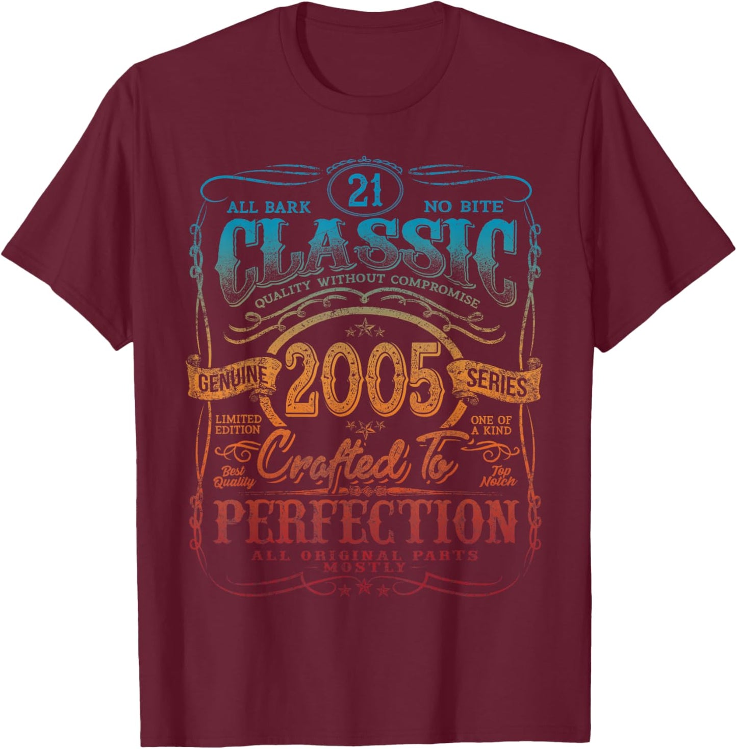 Vintage 2005 Limited Edition Shirt 21 Year Old 21st Birthday T-Shirt - T-Shirt | Maroon