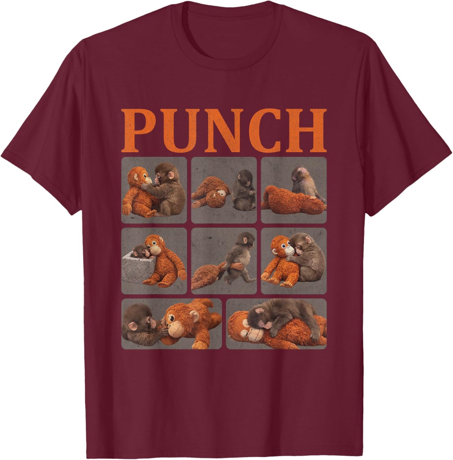 Cute Monkey Punch T-Shirt - T-Shirt | Maroon