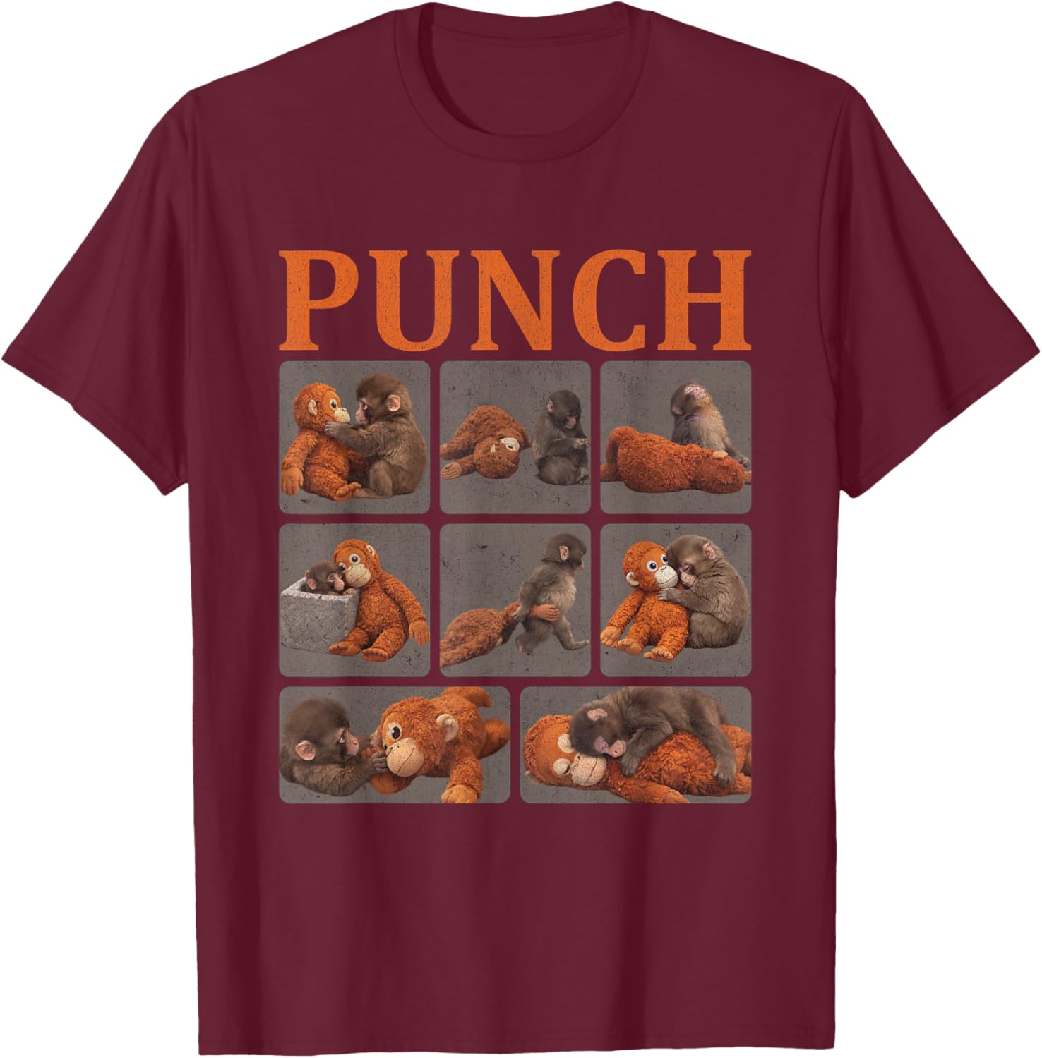 Cute Monkey Punch T-Shirt - T-Shirt | Maroon