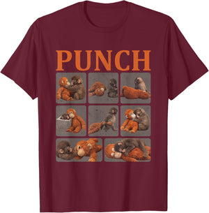 Cute Monkey Punch T-Shirt - T-Shirt | Maroon