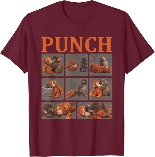 Cute Monkey Punch T-Shirt - T-Shirt | Maroon