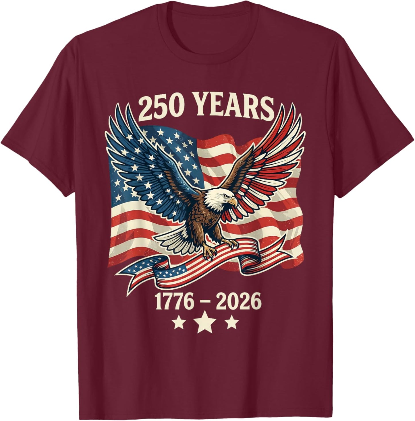 Vintage 250 Years American 1776-2026 250th Birthday USA T-Shirt - T-Shirt | Maroon
