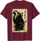Vintage Japanese Ink Wash Art Bushido Warrior Striped Skunk T-Shirt - T-Shirt | Maroon