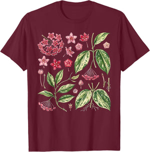 Botanical Hoya Carnosa Flower Anatomy Houseplant Plant Lover T-Shirt - T-Shirt | Maroon