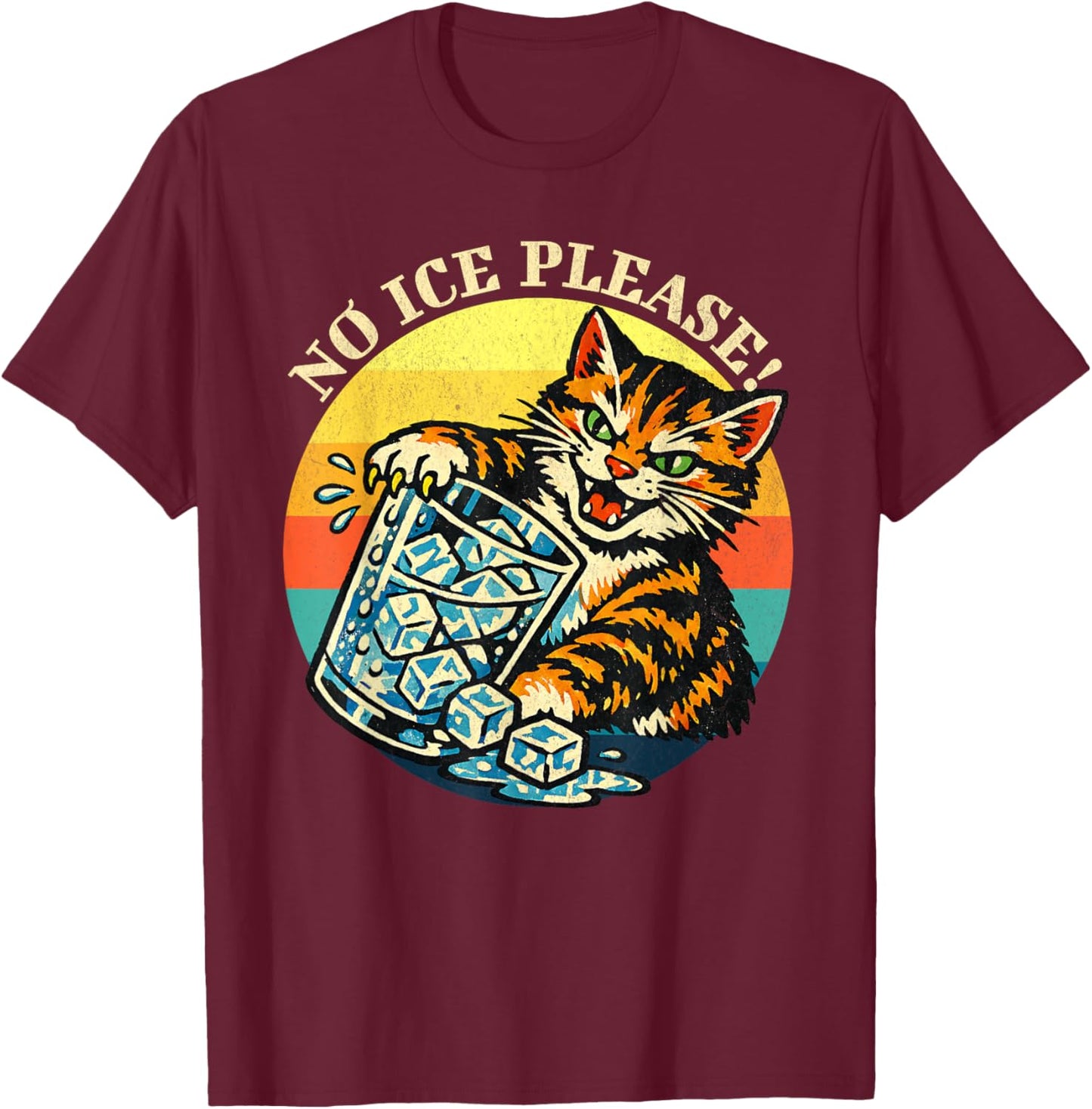 Abolish ICE Cat Anti-ICE Funny Retro T-Shirt - T-Shirt | Maroon