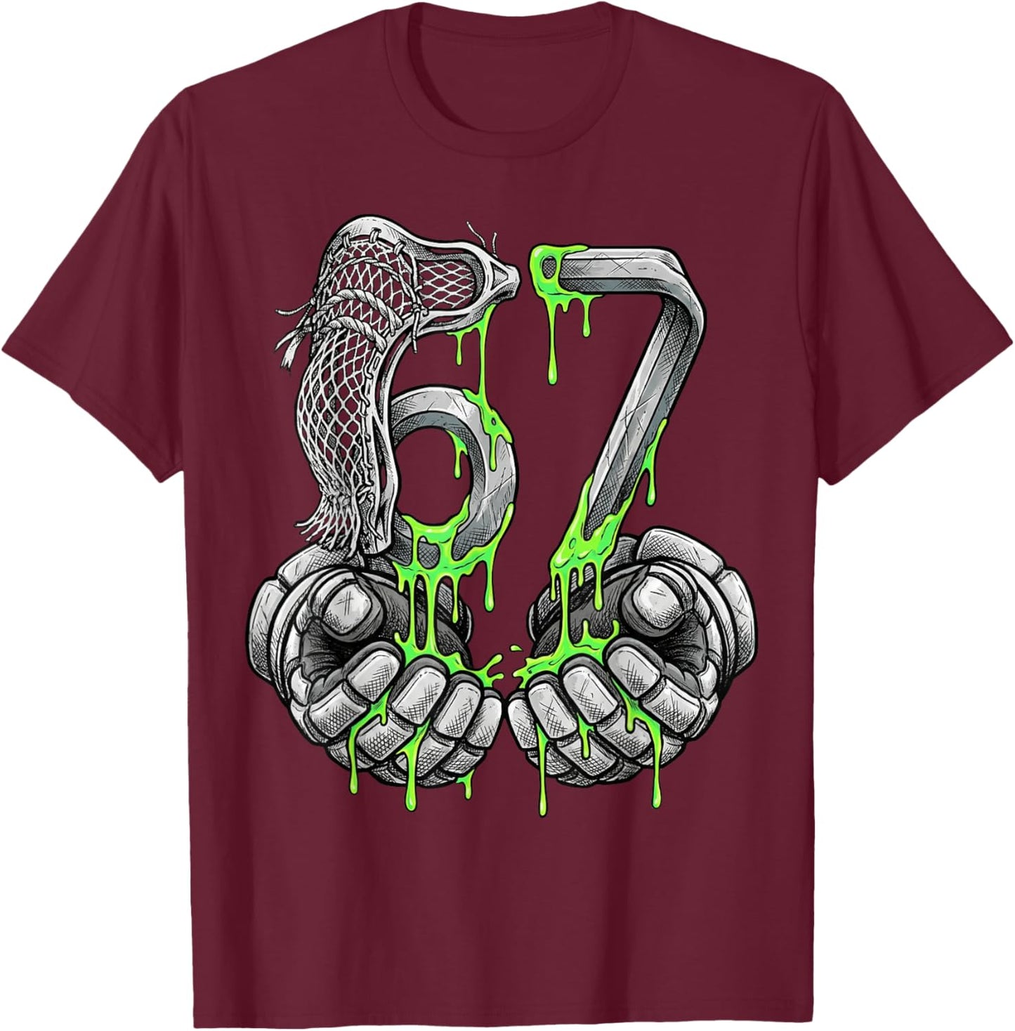 Lacrosse 67 Six Seven Meme Funny Sports Gen Alpha 67 T-Shirt - T-Shirt | Maroon
