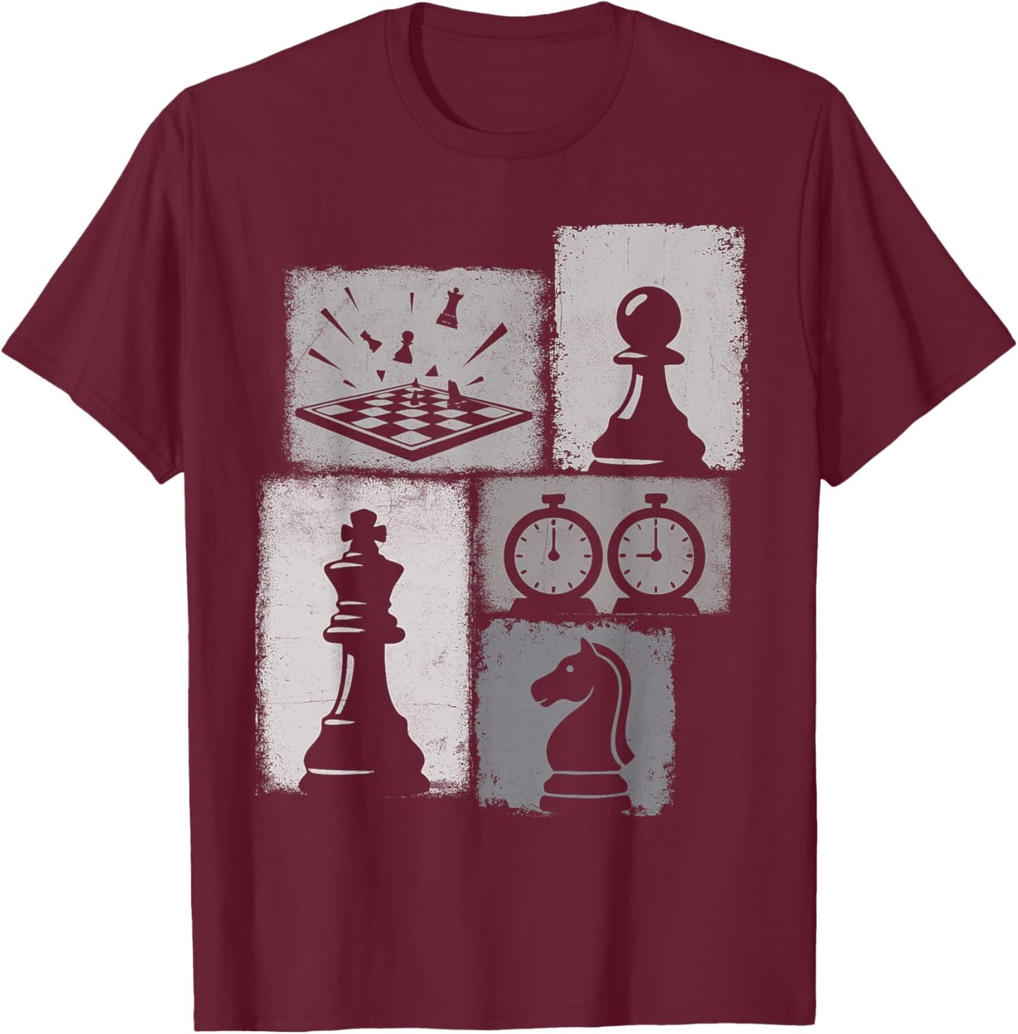 Chess Vintage Collage Player Grandmaster Board Gamer T-Shirt - T-Shirt | Maroon