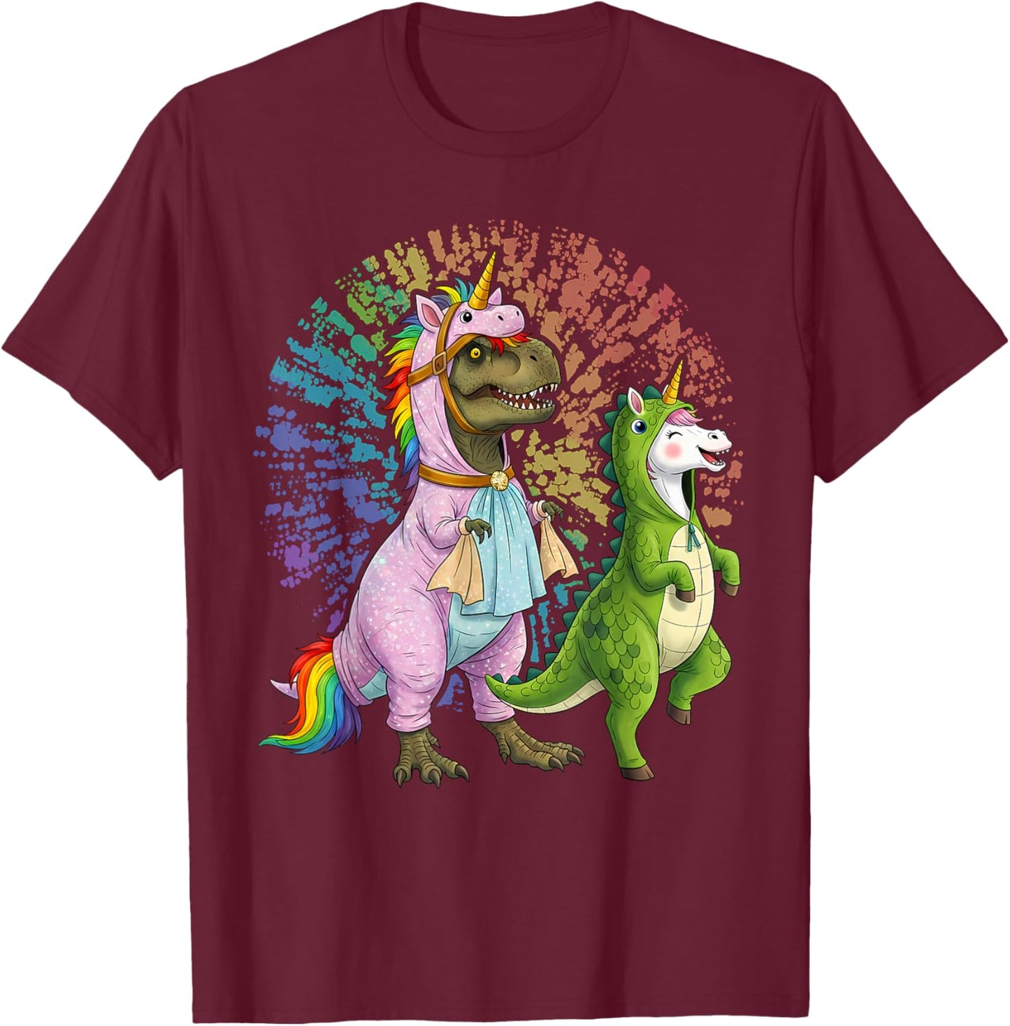 Unicornasaurus - T Rex Dinosaur and Unicorn T-Shirt - T-Shirt | Maroon