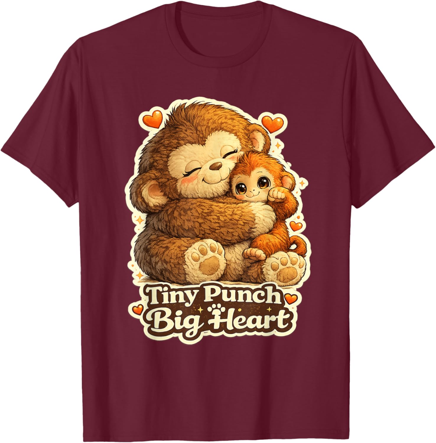 Cute But Punchy Monkey T-Shirt - T-Shirt | Maroon