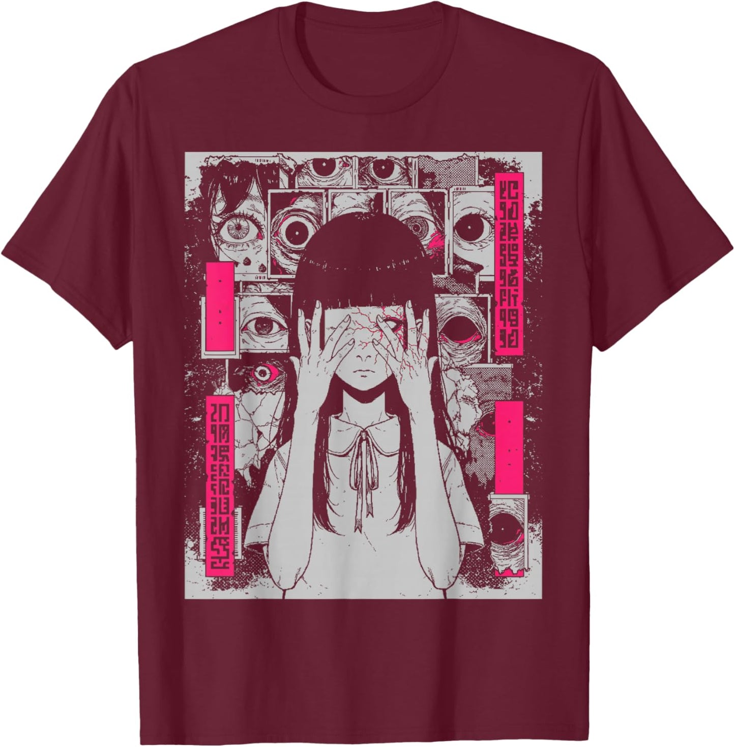 Horror Anime Manga | Japan Japanese Creepy Kawaii Goth T-Shirt - T-Shirt | Maroon