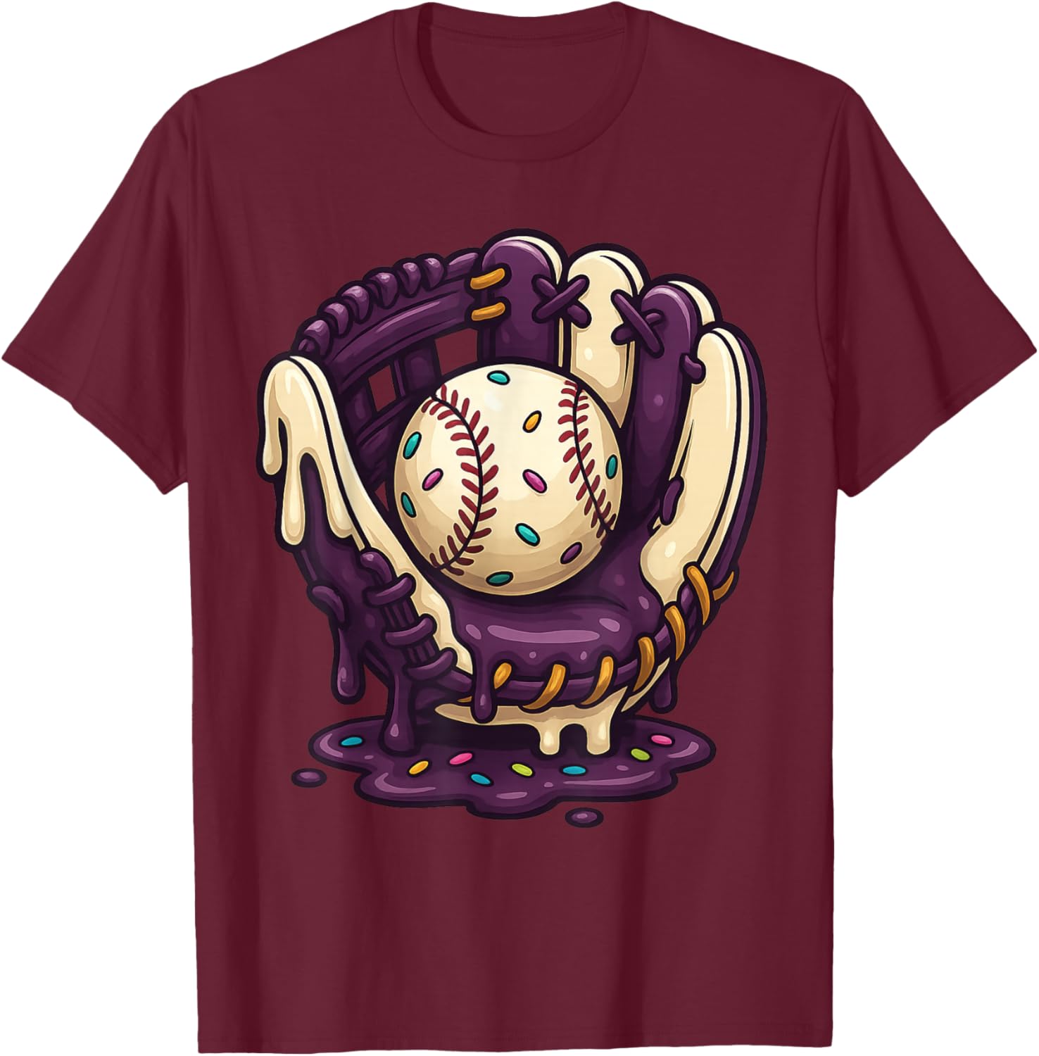 Baseball Drip Team for Boys and Girls Ice Cream Cool T-Shirt - T-Shirt | Maroon