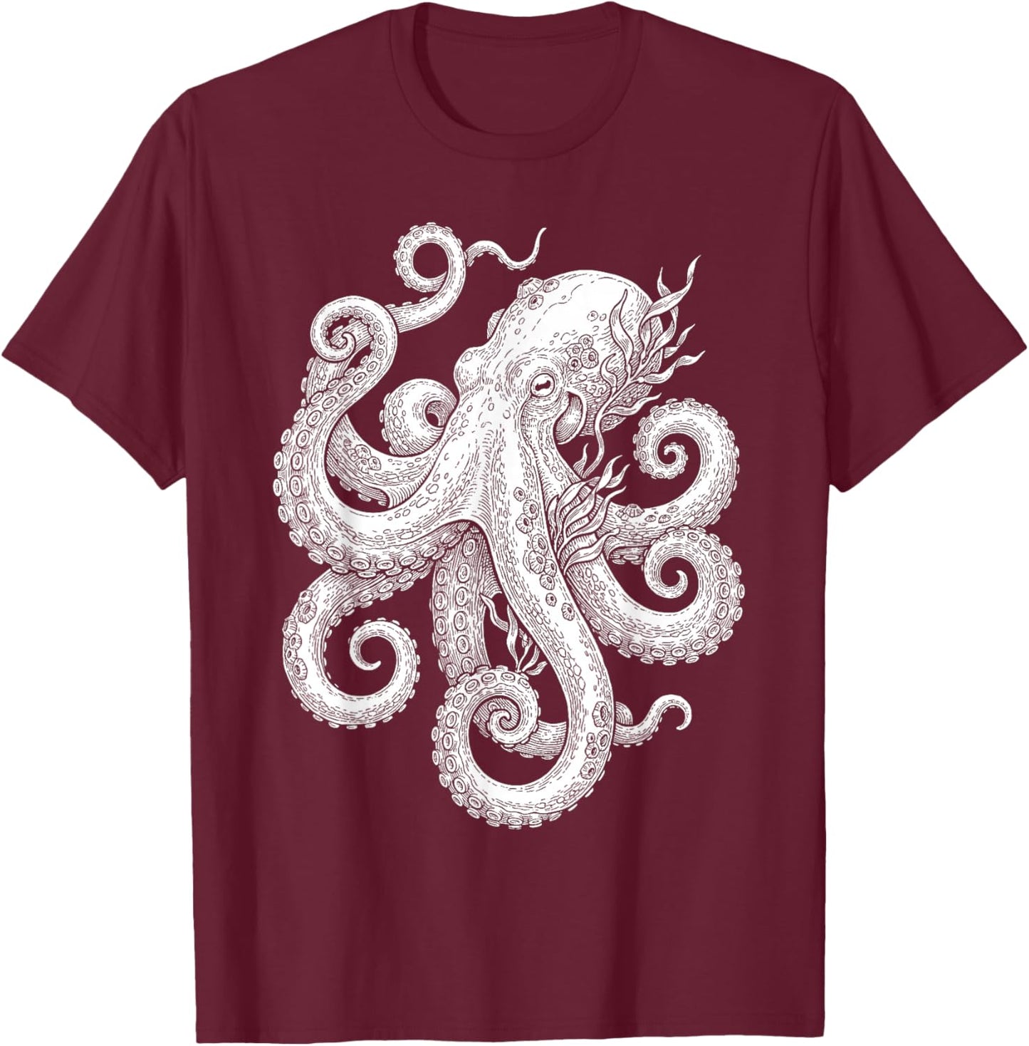 Octopus Cephalopod Nautical Creature T-Shirt - T-Shirt | Maroon